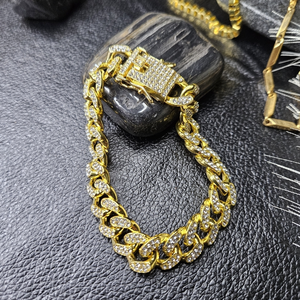 Men's Gold & CZ Cuban Link Bracelet